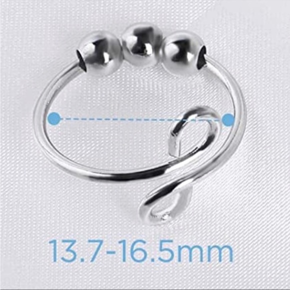Adjustable Fidget Bead Ring, Silver tone open style - Picture 4 of 7